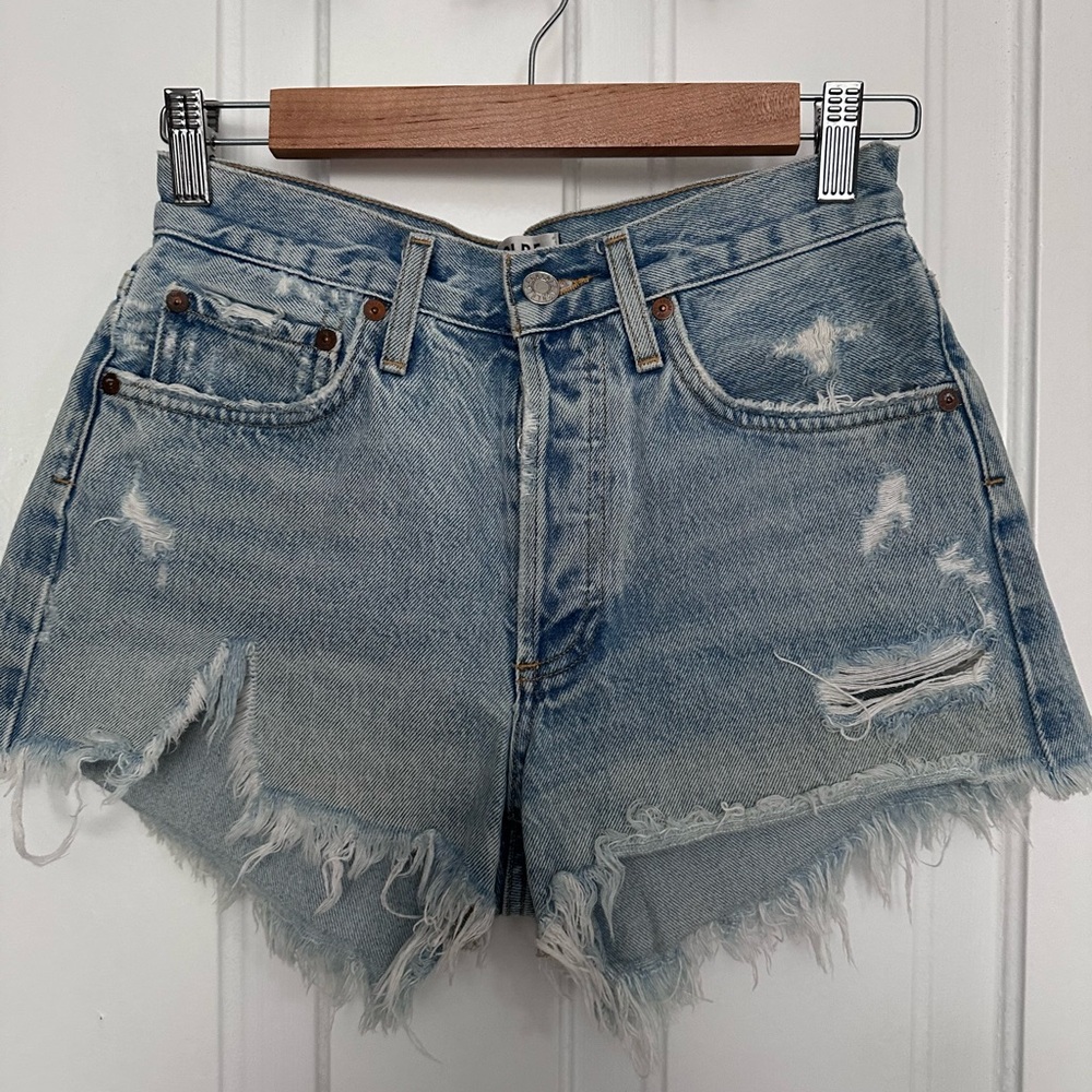 AGOLDE Light wash high waisted shorts 'Parker'